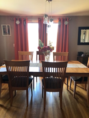 Kitchen table with seating for 8