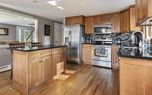 Updated kitchen with s/s appliances, Calphalon cookware and small appliances