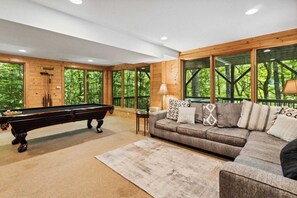 Lower Level Family Room with Eight-Foot Slate Pool Table