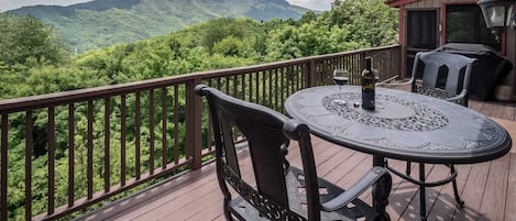 Unobstructed views of Grandfather Mountain from the main level rear deck