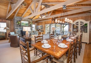 Dining Area open to Living and Views! Big Banquet-Style Dining Table seats 10, plus 4 at Kitchen Counter to Dine up to 14!