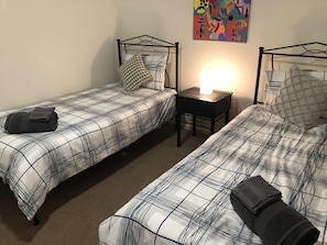 Bedroom 2 - two single beds, fold up bed available upon request for extra bed