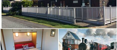 Our cozy cabin. Set in open countryside & next door to the LWR Steam Railway