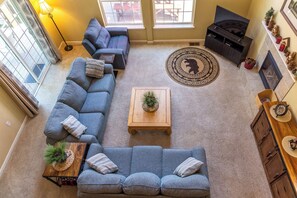 Looking down into the Livingroom from the loft area