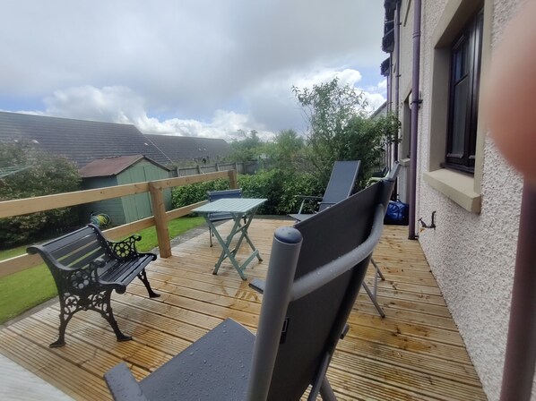 The deck looking out at the Cairngorms

