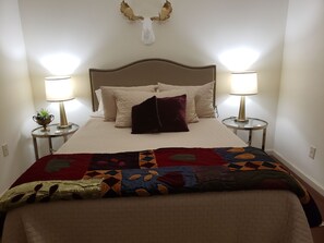 comfortable bedding and new queen mattress!