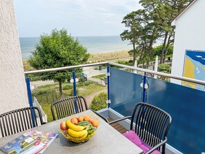 Blue, Coast, Chair, Beach, Balcony, Outdoor Furniture, Fence