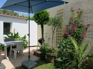 Plant, Flower, Building, Botany, Shade, Window, House, Outdoor Furniture, Landscape, Table