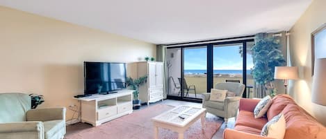 Living room with a view of the ocean