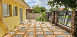 The front patio area