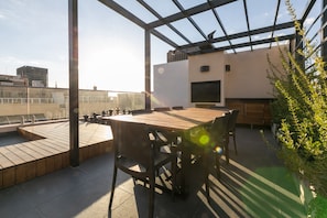 Dining table on the private rooftop terrace