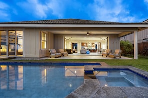 View of this Holua Kai Kona condo rental from the poolside.