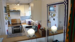 Open plan kitchen and seating area