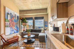 Escape the confines of a hotel with this fully-furnished kitchen.