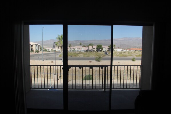 Sliding door to Balcony facing west. 