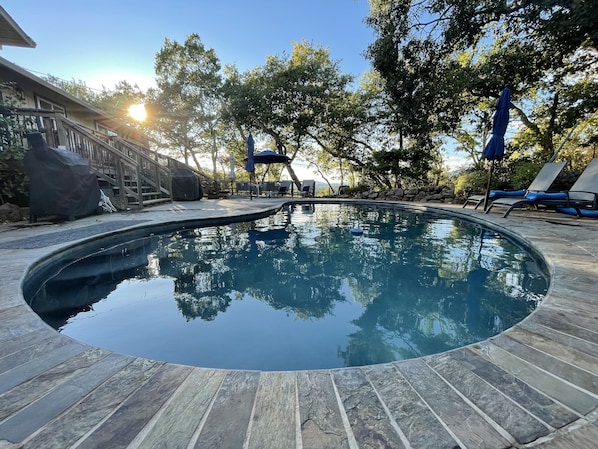 The pool at sunset.