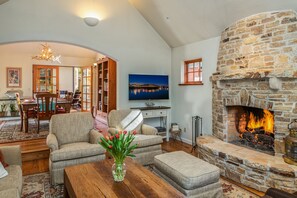 Living Room with Fireplace and HDTV