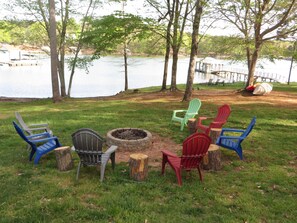 View of Firepit, Beach and Pier/Dock