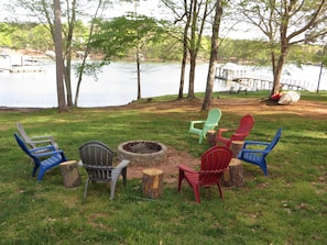 View of Firepit, Beach and Pier/Dock