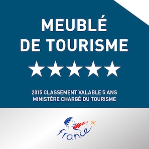 Meublé de Tourisme 5-stars in 2015 by the Ministère Chargé du Tourisme!
