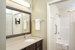 Bright bathrooms are refreshing after a day of adventure.