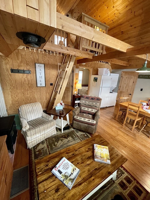 You’ll love our Cozy Cabin. Great location, cozy seating and relaxation!