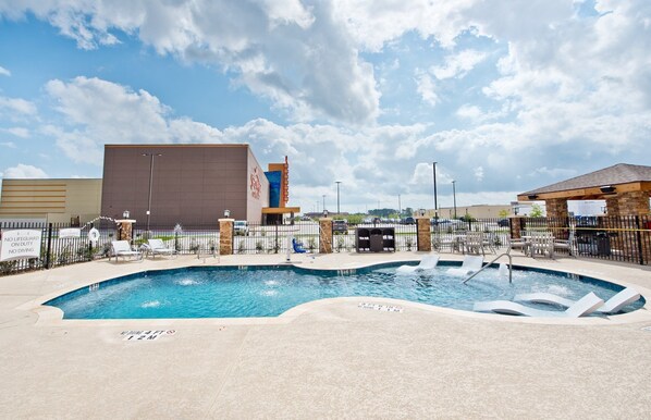 Dive into the pool after a day of fun.