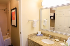 Bright bathrooms are refreshing after a day of adventure.