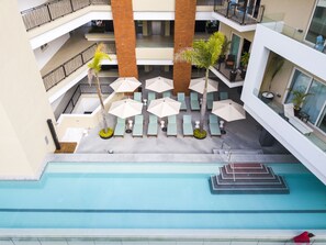 Lap pool and loungers