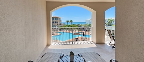 San Remo 208 Balcony with Pool and Gulf Views