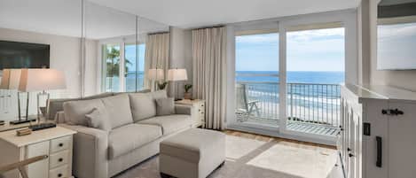 Beachcrest 402 Living Area with Ocean View