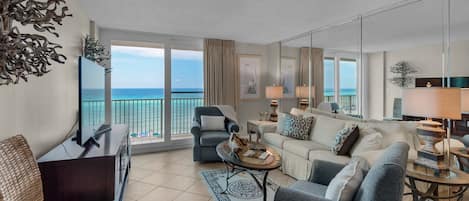 BeachCrest 405 Living Area with Gulf Views
