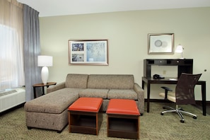 Kick back your feet and relax in the cozy living area.
