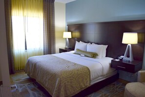 Relax on the comfy bed after a day outside.