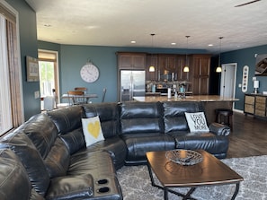 Open concept living room to kitchen