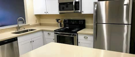 Fully equipped kitchen with all dishes, appliances, pots and pans, etc. 