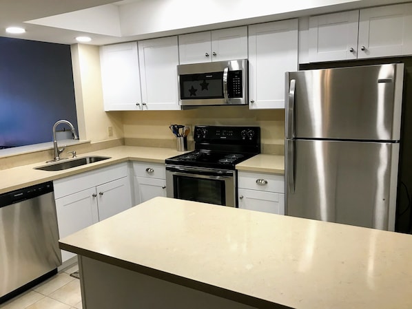 Fully equipped kitchen with all dishes, appliances, pots and pans, etc. 