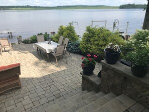 900 sq' paver stone patio overlooks the widest part of Orange Lake