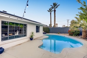 Pool and private sunning area off of the master bedroom