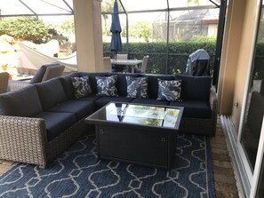 Lanai with fire table