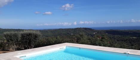 La Méditerranée sur 180° vue de la piscine. 