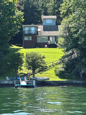 Lake view of spacious lakefront property