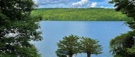 Serene wide open views of state land on the opposite shoreline.