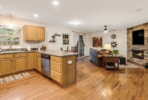 Open living space and kitchen