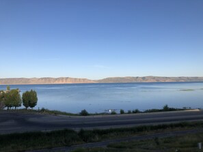 Unobstructed view of lake from main level balcony.