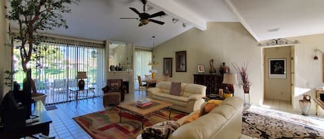 Spacious great room with soaring ceilings