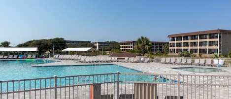 Largest pool on the island with children's pool & another pool by Admirals Row.