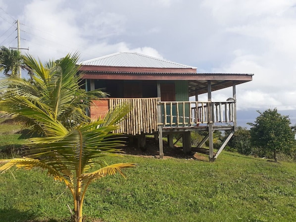 view of the cabin from the fruit garden