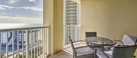 Elevate your dining experience with this vacation rental's ocean-view balcony!