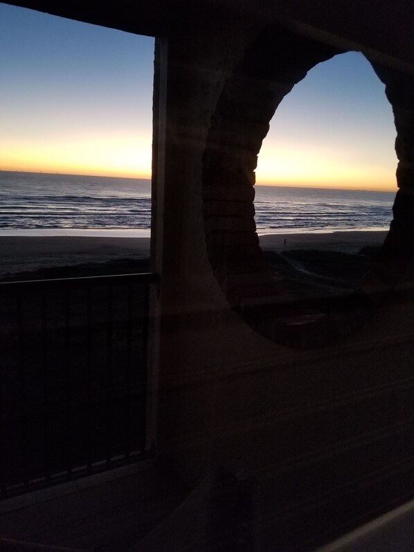 Sunrise view from inside condo looking east